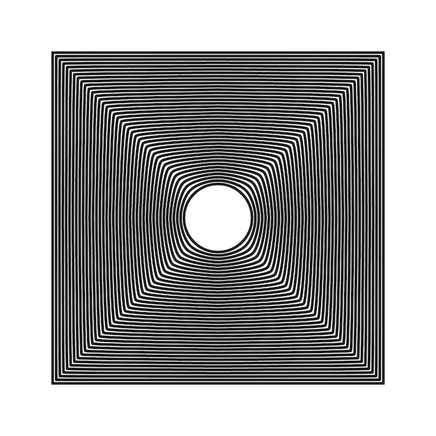 a black and white square with a white circle in the middle