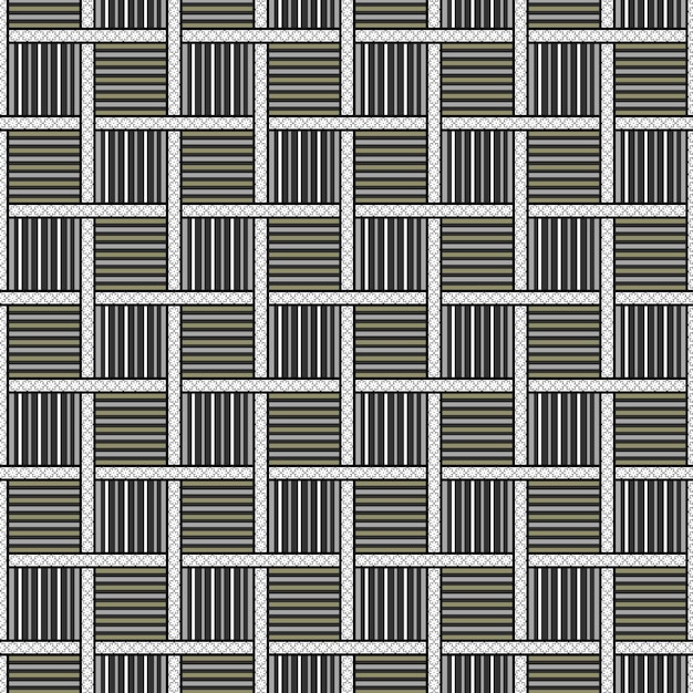 a black and white wallpaper with a pattern of squares and a striped background