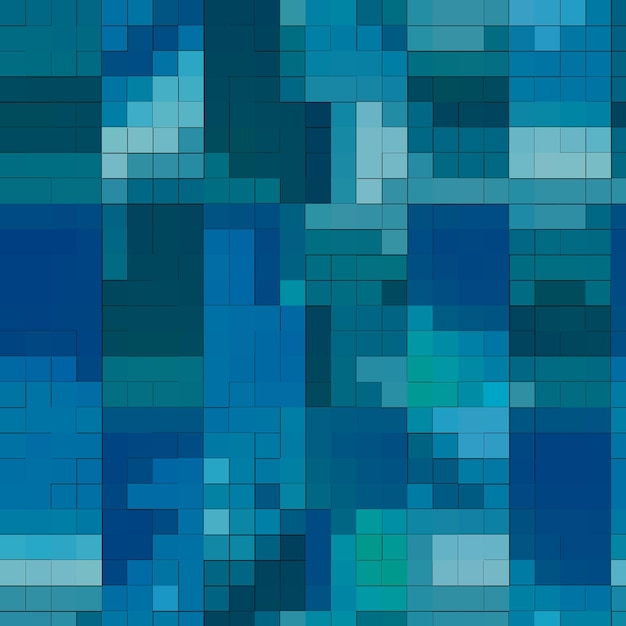 a blue and green mosaic of squares with a blue background