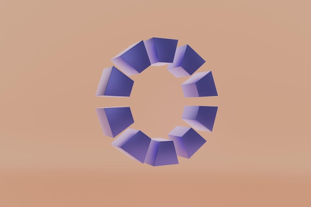A blue and purple cube with a hole in the middle