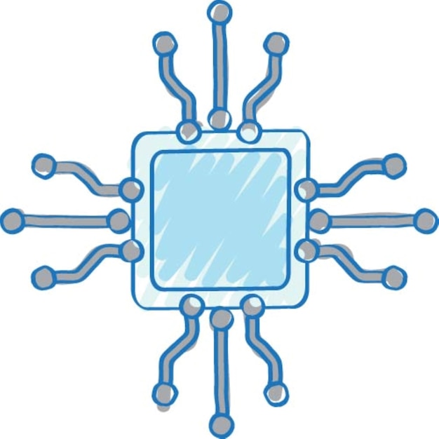 a blue and white drawing of a square with the word the word on it