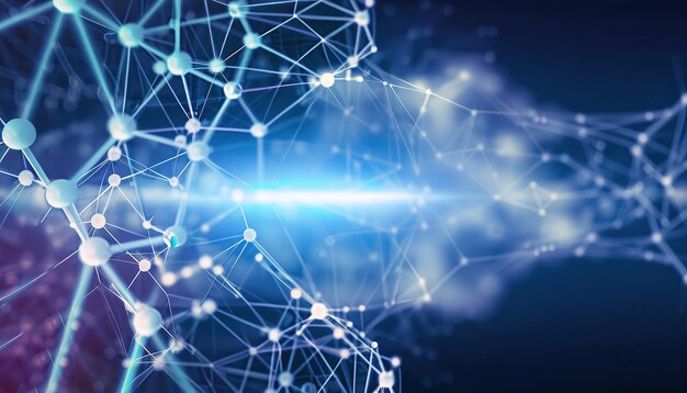 A blue background with a blue background and a network of dots and lines.