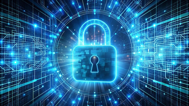a blue background with a padlock and the word lock on it