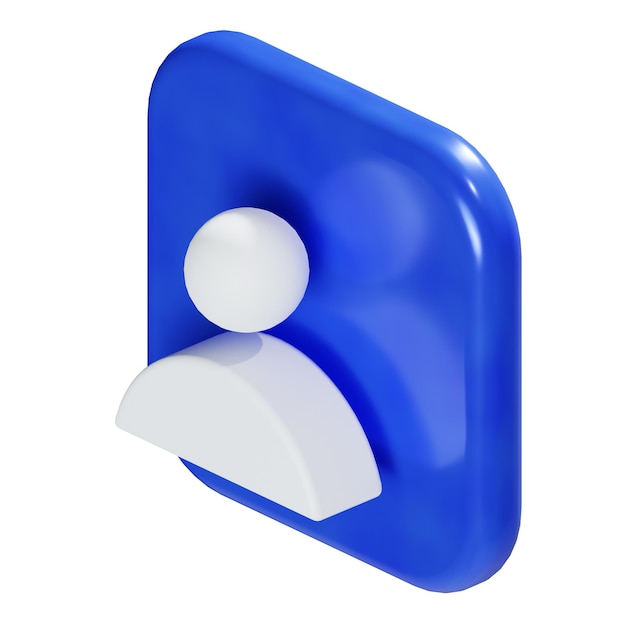 a blue box with a white button on it that says the number 3d isometric icon