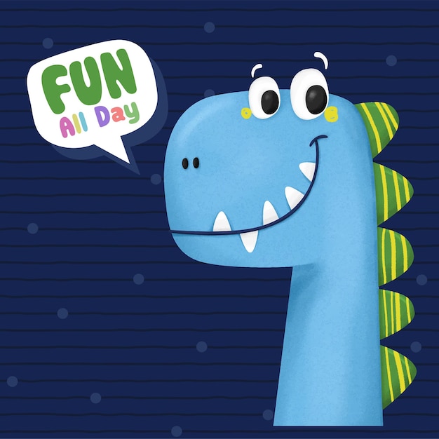 a blue dragon with the word fun on it