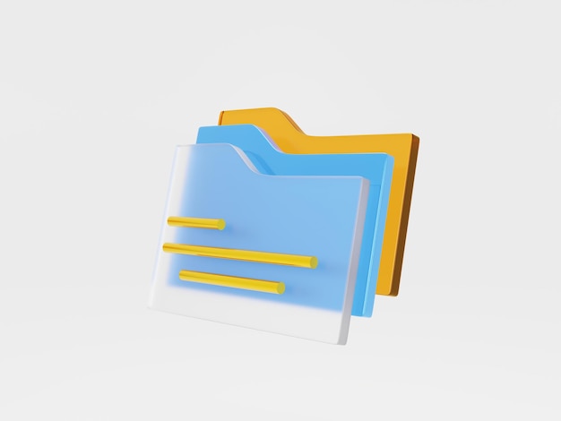 A blue folder with yellow and blue folders on it.