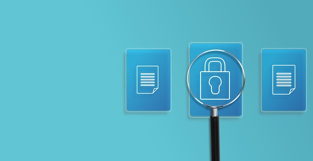 a blue sign with a padlock and a lock on it