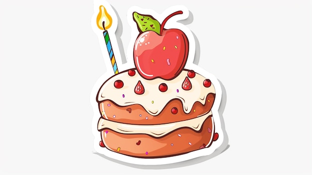 a cake with a candle that says  apple  on it