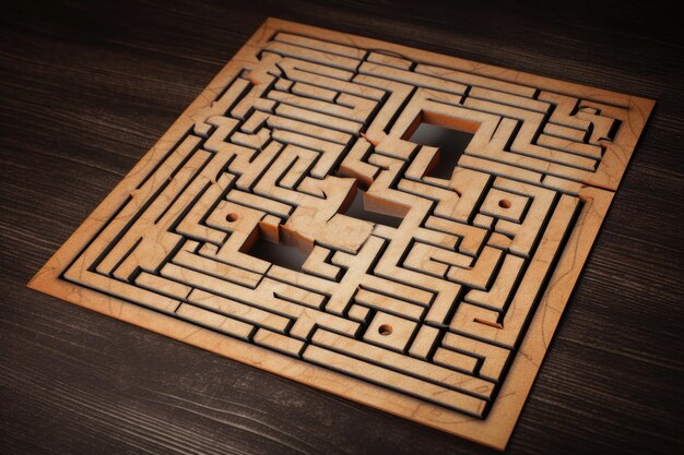 a card with a labyrinth representing the complexity of a situation or the need to find a way out generative ai