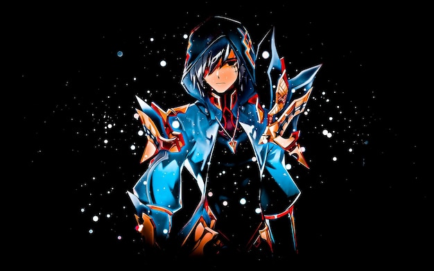 a cartoon image of a girl with a blue hoodie and a blue hoodie.