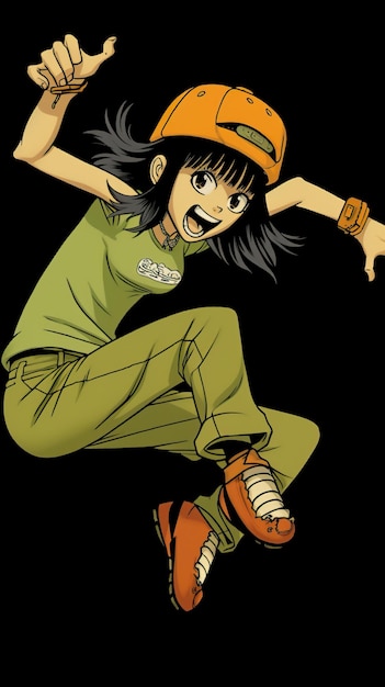 a cartoon of a girl jumping
