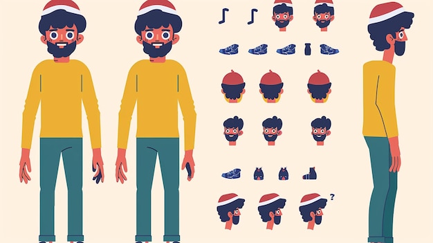 a cartoon of a man with a hat and glasses