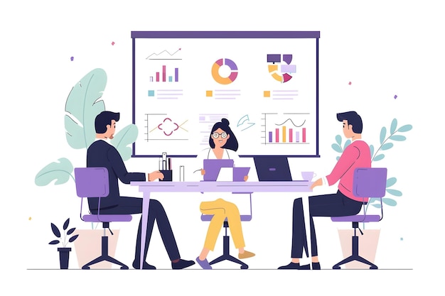 a cartoon of people working in a meeting room