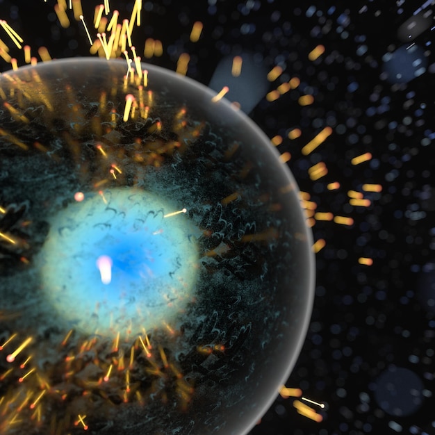 A cell surrounded by membrane the concept of biotechnology 3d rendering Computer digital drawing
