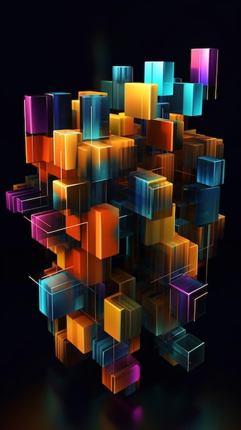 A close up of a bunch of cubes on a black surface generative ai