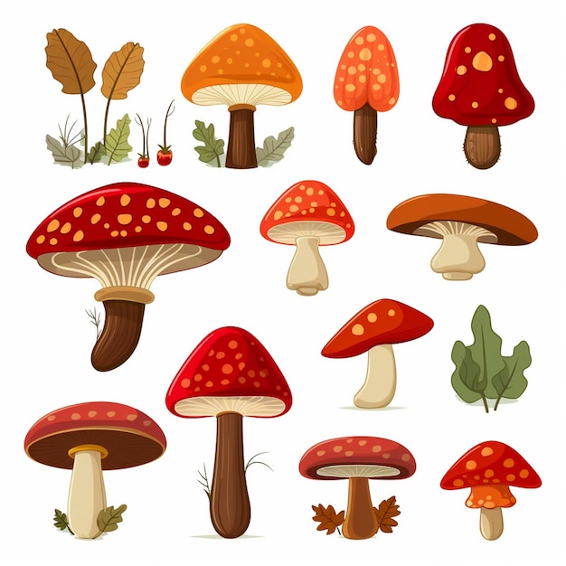 a close up of a bunch of mushrooms on a white background generative ai