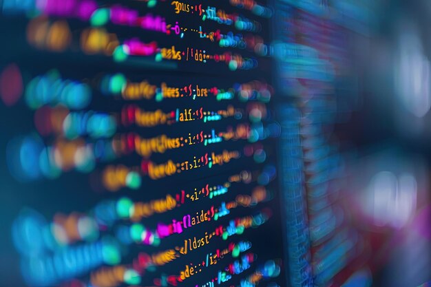 A close up of a computer screen with many colors
