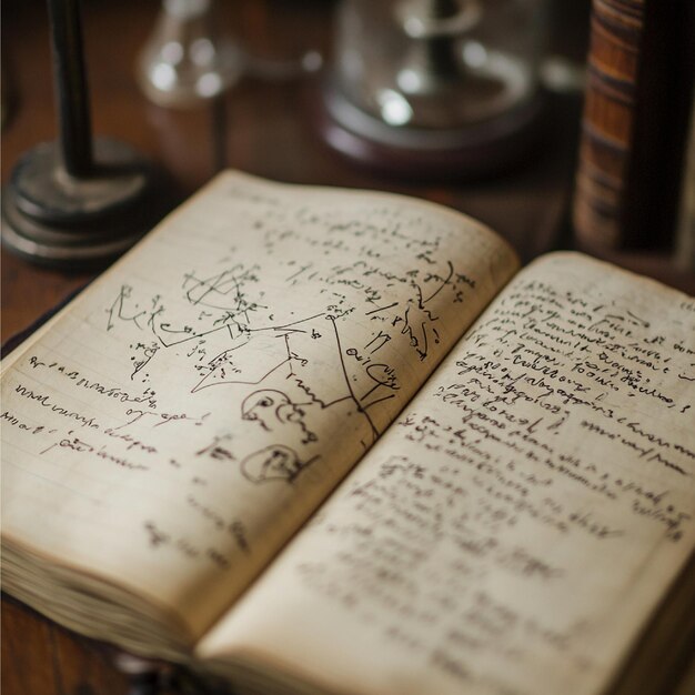 a closeup of a lab notebook filled with handwritten observations and data1