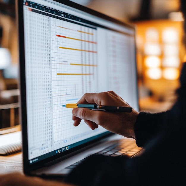 a closeup of an operations manager using project management software to track tasks and deadlines