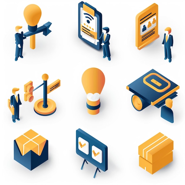 a collection of business icons including one that says  business