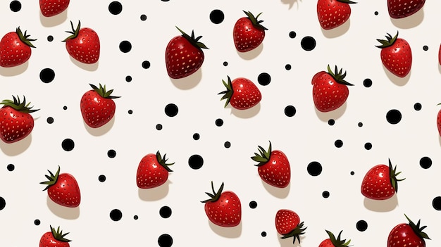 a collection of strawberrys with black dots and a black dot