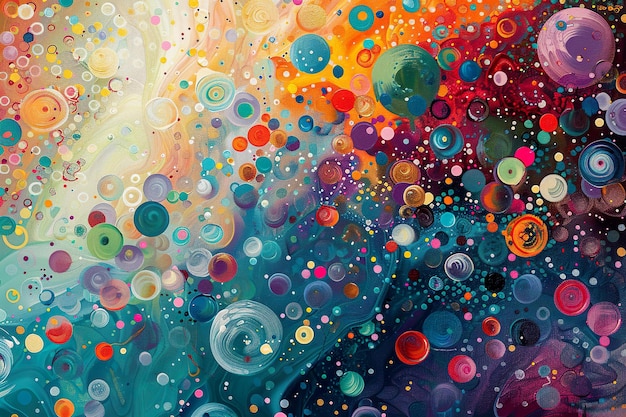 A colorful abstract painting with man
