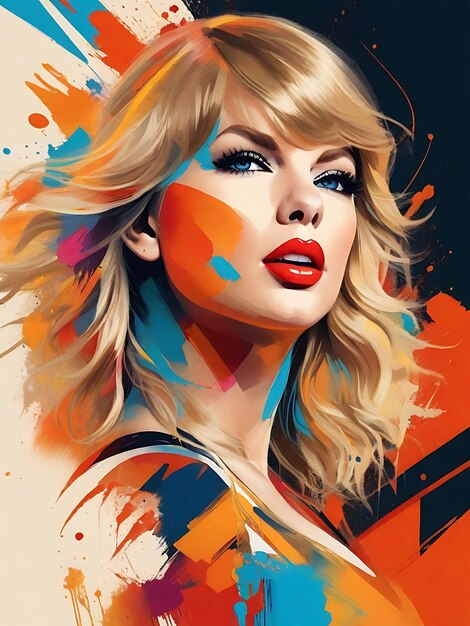 A colorful and abstract interpretation of Taylor Swift