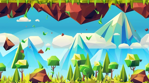 a colorful illustration of a forest with many different shapes
