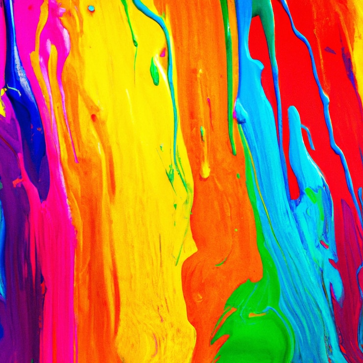 Bild a colorful painting with the word rainbow on it