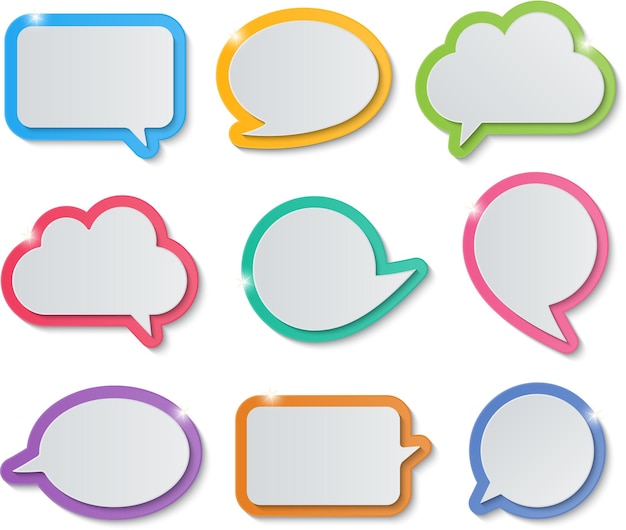 a colorful speech bubble with a cloud in the middle