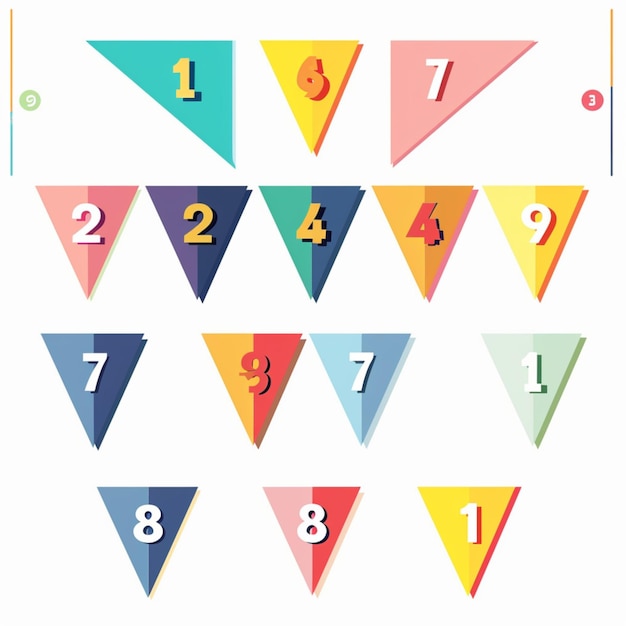a colorful triangle with the number 7 on it