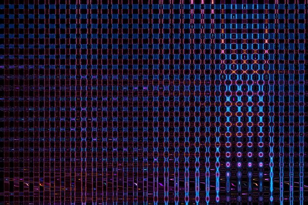 a colorful wall of lights in a parking lot