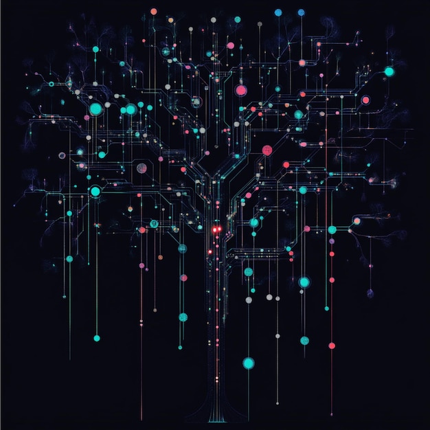 A complex branching structure in a Git repository showcasing feature and release branches