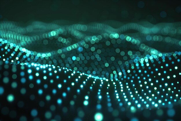 a computer generated image of a circle of lights with a green background