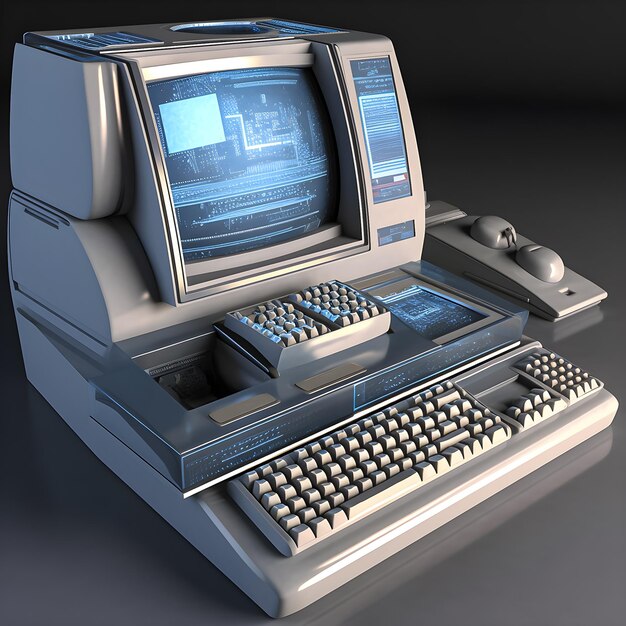 a computer with a keyboard and a keyboard on it