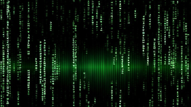 A dark room filled with glowing green pixels The pixels are all different shapes and sizes and they are all moving in different directions