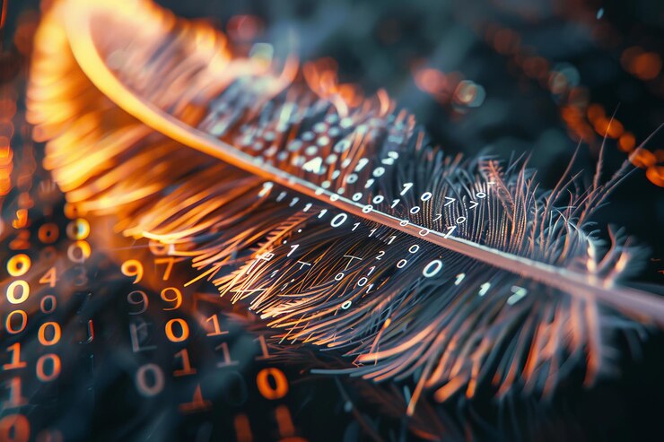 Bild a feather with a bunch of numbers on it