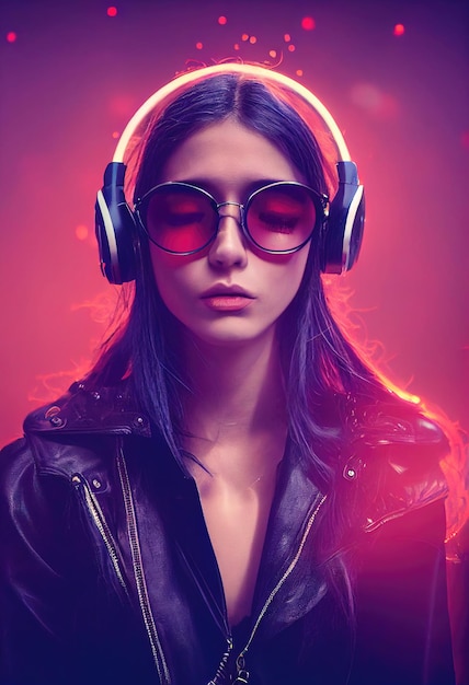 a fictional person not based on a real person a portrait of a creative beauty wearing headphones