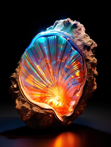 A Fossilized Shell Made of Rock Material Floating