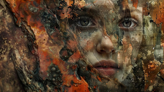 a girl with a face that has the word  on it