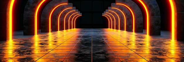 a glowing neon tunnel with a futuristic blue light creating a mesmerizing and modern space for digital and technological concepts