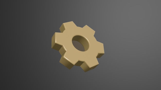 A gold gear with a black background