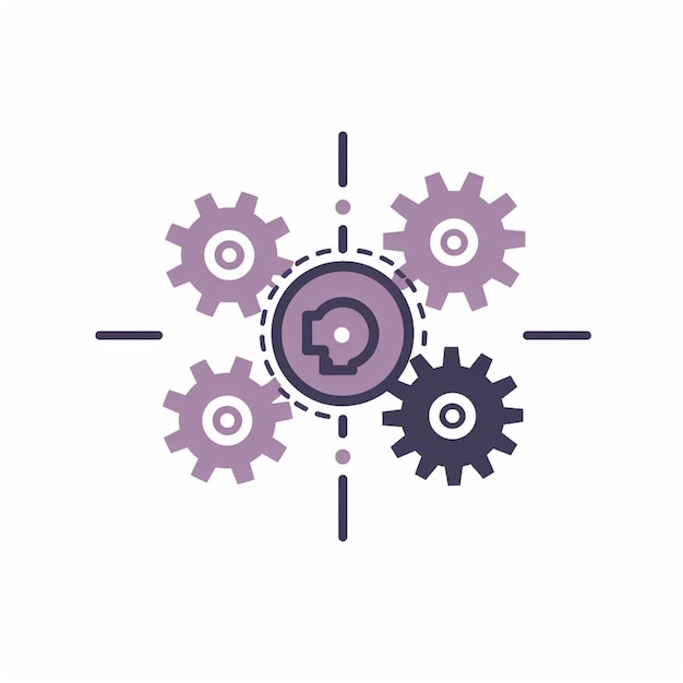 A graphic of gears and a face that says'gears '