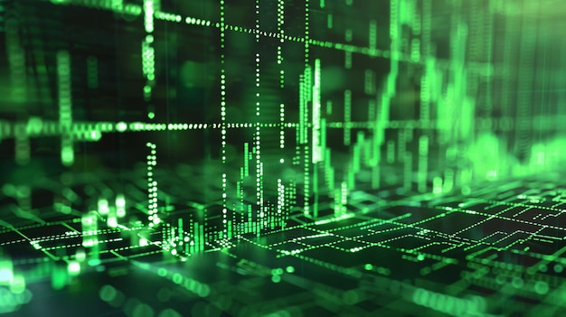 a green background with a line of graphs and graphs