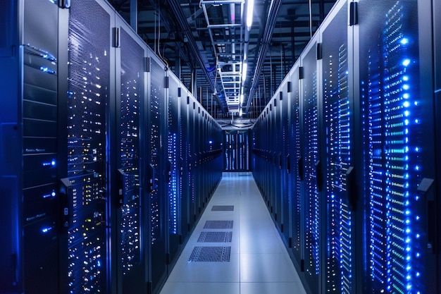 a large computer room with many computers in it