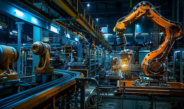 a large metal machine with a robot in the middle of it