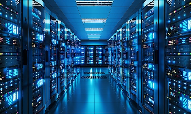 a large storage room with many cases of computer parts