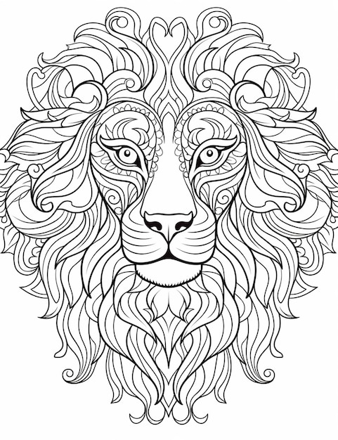 a lion head with a long mane and a large mane generative ai