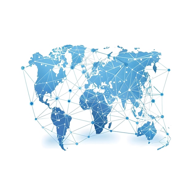 a map of the world with a blue and white map of the world