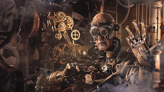 a painting of a man in a suit with a gun and the words quot goggles quot